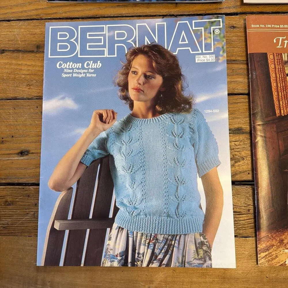 Vintage Knitting Crochet Pattern Lot Bernat Red Heart Afghan Baby Sweater 80s 90